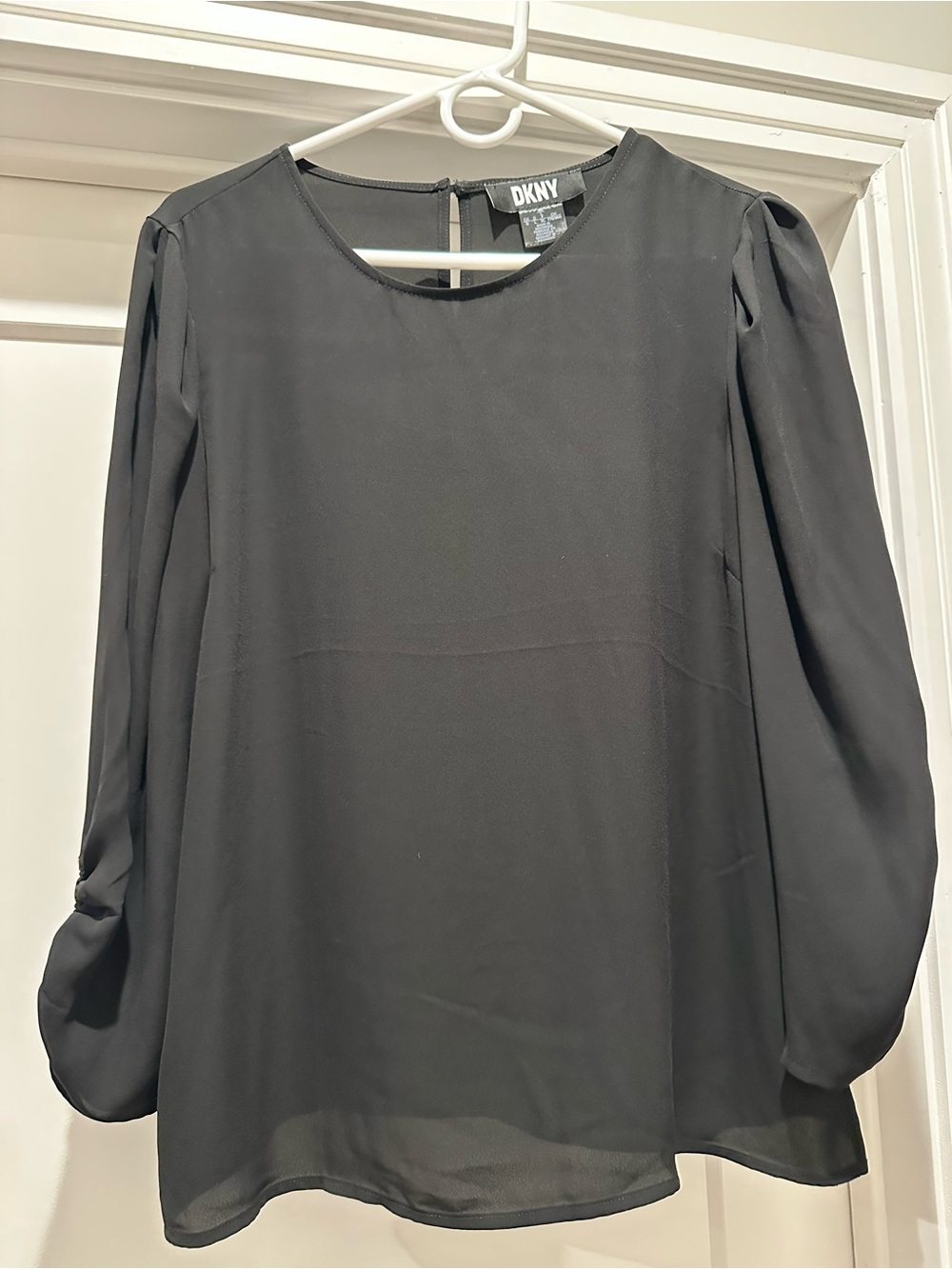 DKNY Black Long-Sleeve Sheer Tunic Dress